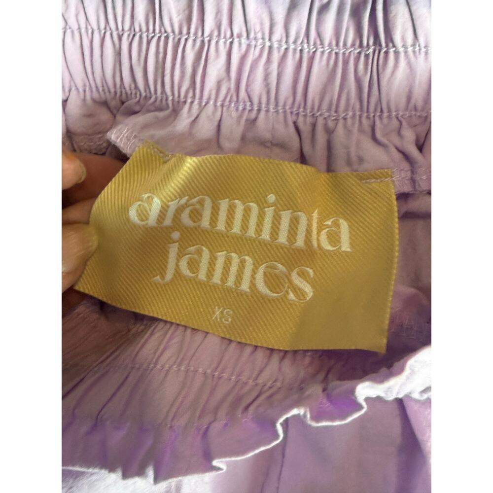 Araminta James Lilac Cotton Lounge Shorts XS Paperbag Waist Resort Pajama Summer - Picture 3 of 4